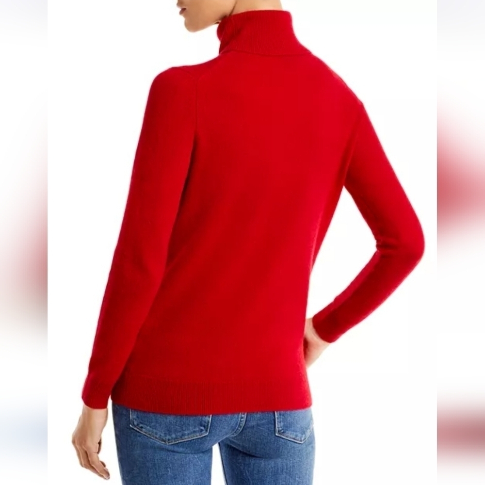 NWT C by Bloomingdales 100% 2-Ply Cashmere Turtleneck Sweater Scarlet Size L - Picture 2 of 12